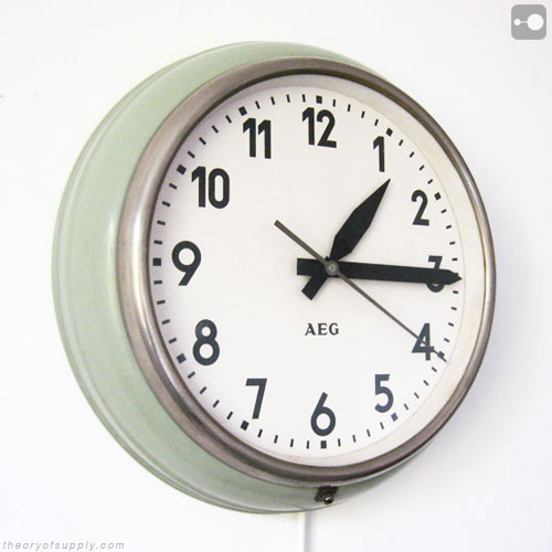Industrial Clock AEG Vintage Factory Clock 1950s Theory of Supply