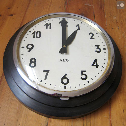 AEG Vintage Industrial Clock Factory Clock Tinplate 1950's Theory