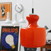 Retro Orange Glass Ceiling Light by Peill & Putzler, Germany, 1970s