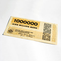 herbert bayer typogrphy / bauhaus graphic design - 1million mark banknote - weimar republic, 1923
